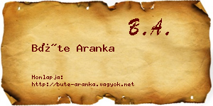 Büte Aranka névjegykártya